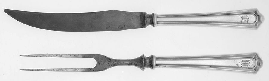 Mary Warren (Sterling, 1910-1932) 2-Pc Individual Bird Carving Set w/Silverplate Bld by Manchester-1