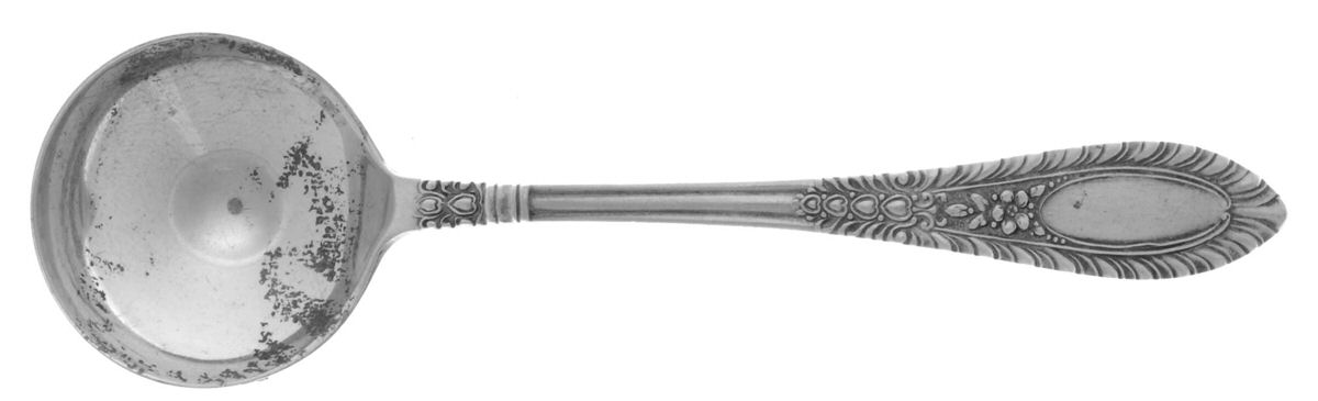 Gadroonette (Sterling, 1938, Monograms) Small Short Handle Chocolate Spoon by Manchester-1