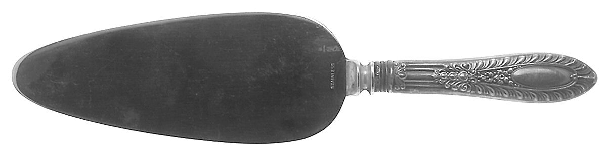 Gadroonette (Sterling, 1938, Monograms) Pie Server with Stainless Blade by Manchester-1
