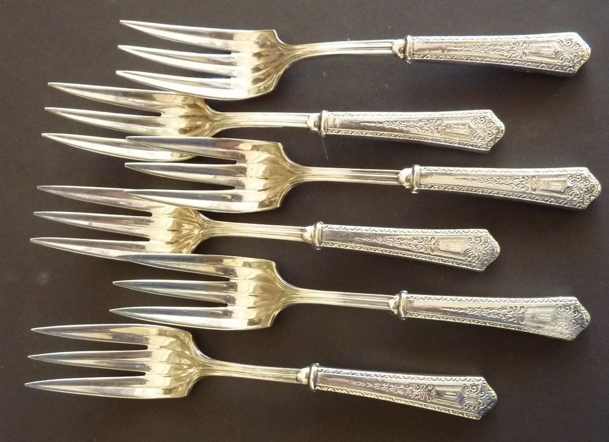 Princess (Sterling, 1910-1932) Hollow Handle Dessert Fork, Plated Tines by Manchester-1