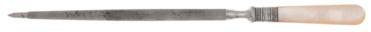 Pearl Handle 2 (Sterling) Pearl Handle Lg Roast Steel Rod Knife Sharpener by Meriden Cutlery Co-1