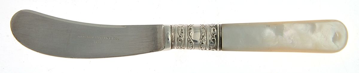 Pearl Handle 2 (Sterling) Pearl Handle Butter Spread/Paddle by Meriden Cutlery Co-1