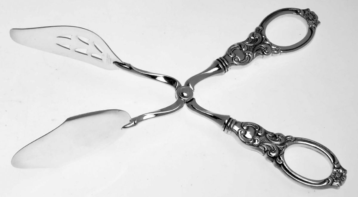MRT5 (STERLING) Pastry Tongs W/ Sterling Handles & Silverplate Bowl by T H Marthinsen Silver-1