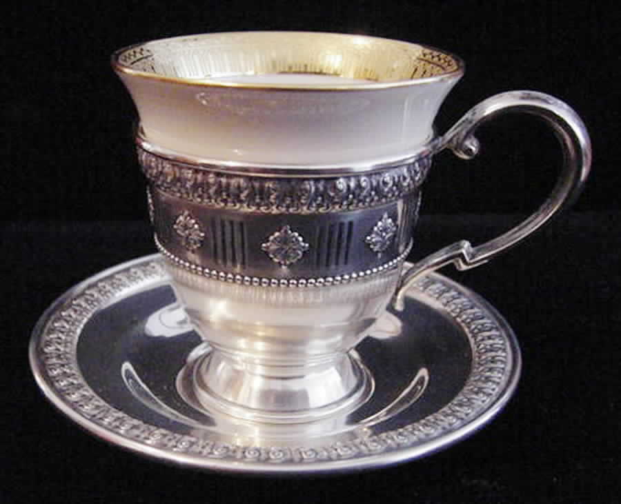 59 (Sterling, Hollowware) Demitasse Cup and Saucer with Lenox Liner by Matthews -1