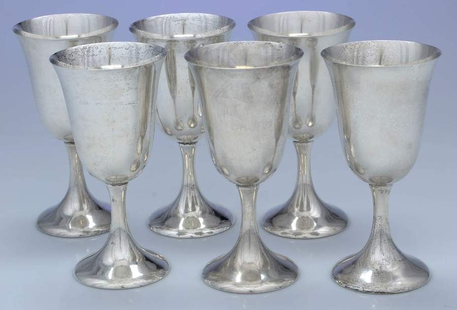 25X (Sterling, Hollowware) Water Goblet - Set of 6 by M Fred Hirsch-1