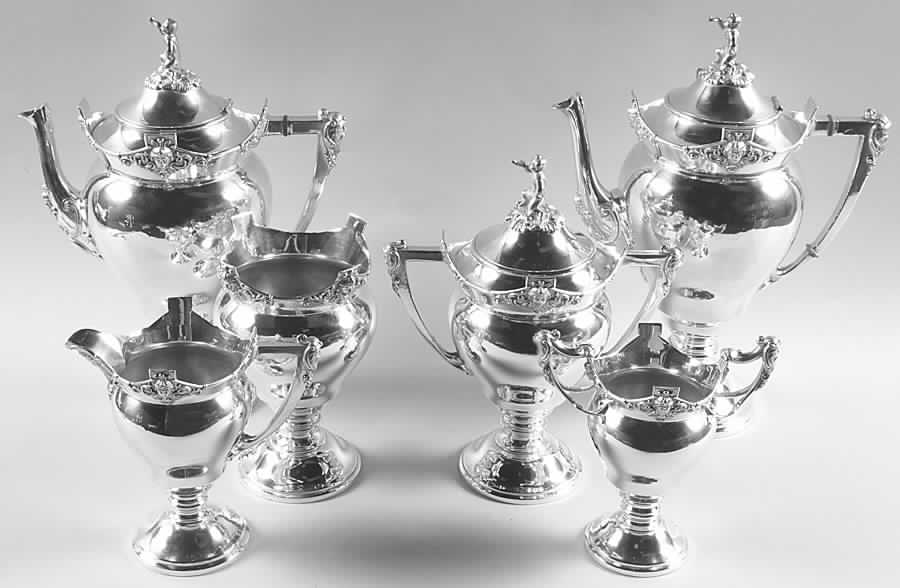 700 (Silverplate, Hollowware) 6 Pc Tea Set (Cp, Tp, Cr, Su, Wb, Sub) by Middletown Silver Co-1
