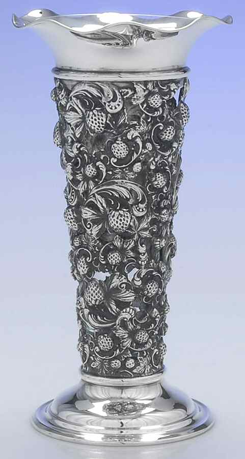 1178B (Sterling, Hollowware) 8" Vase with Glass Liner by Mauser-1