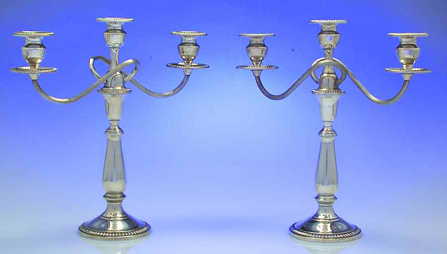350 (Sterling, Hollowware) Pair of 3-Light Candelabra by Mueck-Cary-1
