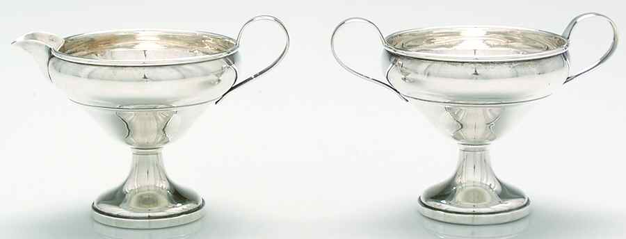 584 (Sterling, Hollowware) Mini Sterling Creamer and Open Sugar by M Fred Hirsch-1