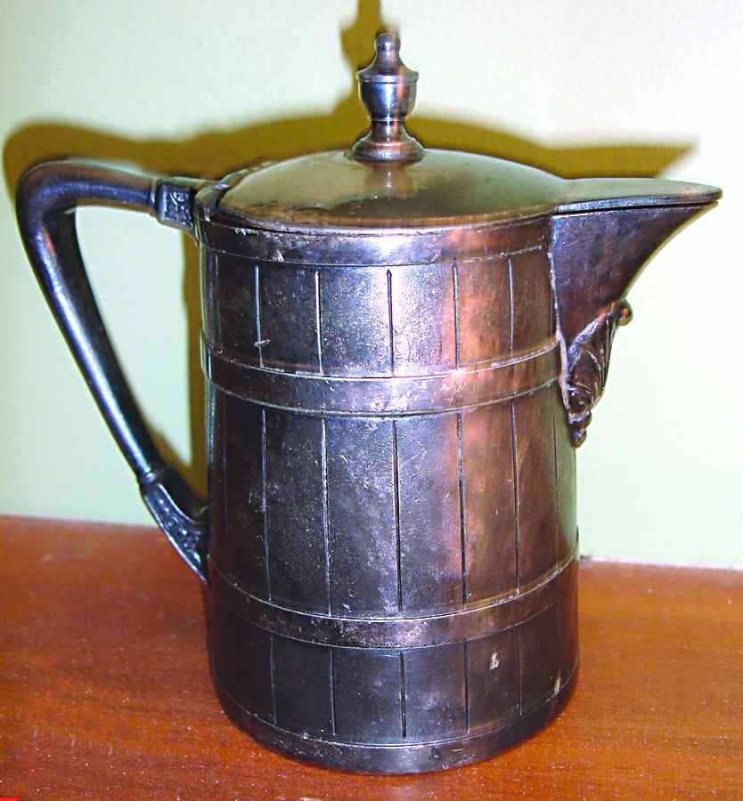 52 (Silverplate, Hollowware) Syrup Pitcher with Hinged Lid by Middletown Silver Co-1
