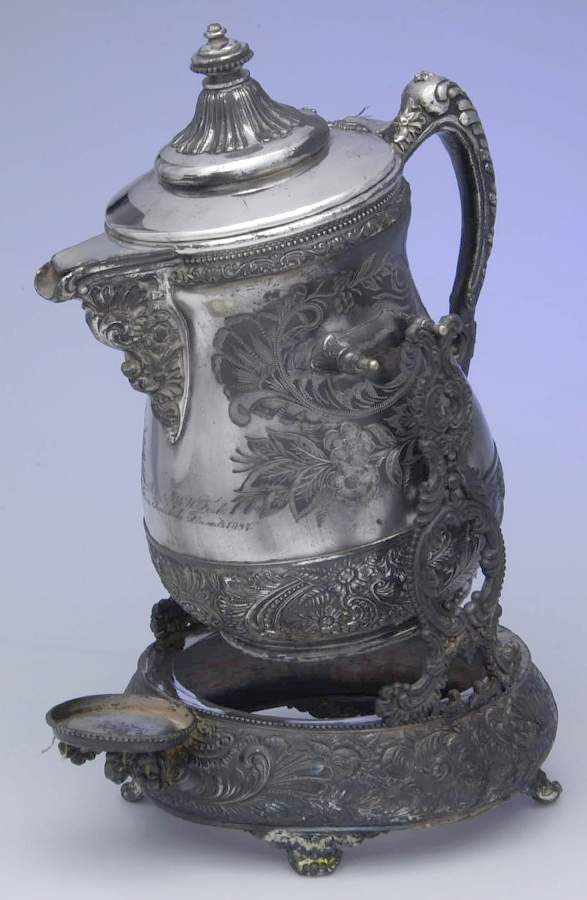 Silverplate Hollowware Pitcher with Hinged Lid and Tilting Stand by Middletown Silver Co-1