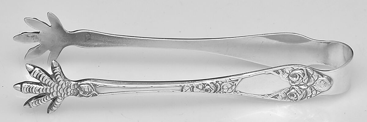 Embossed Rose (Sterling) Sugar Tongs by T H Marthinsen Silver-1