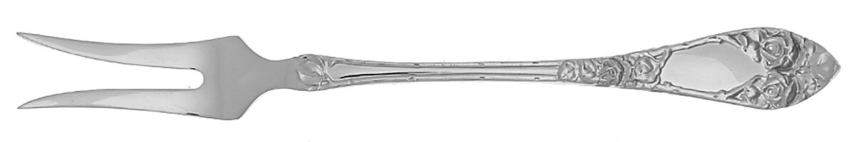 Embossed Rose (Sterling) Short Handle Pickle/Olive Fork by T H Marthinsen Silver-1