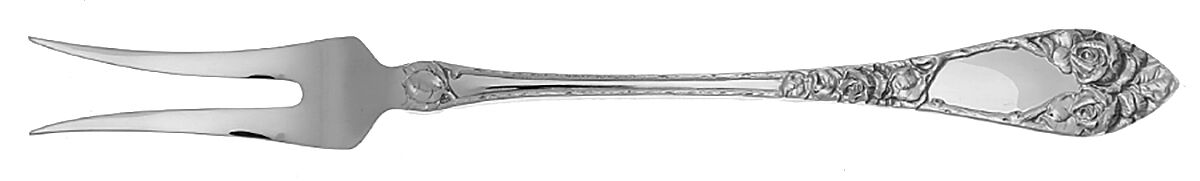 Embossed Rose (Sterling) Medium 2-Tine Cold Meat Serving Fork by T H Marthinsen Silver-1
