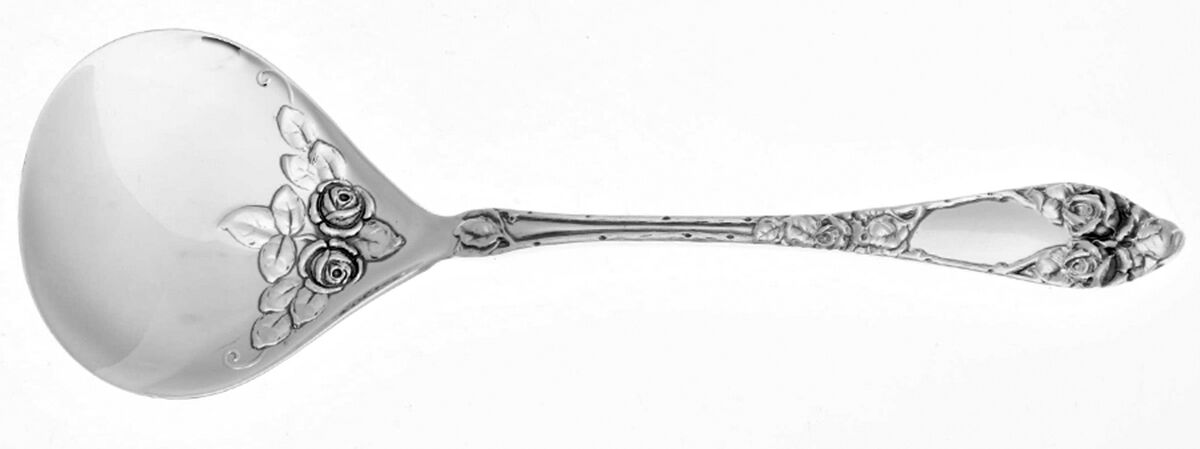 Embossed Rose (Sterling) Sugar Spoon by T H Marthinsen Silver-1