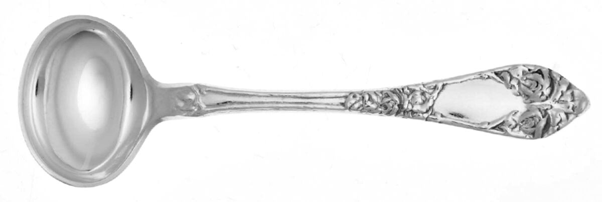 Embossed Rose (Sterling) Master Salt Spoon by T H Marthinsen Silver-1