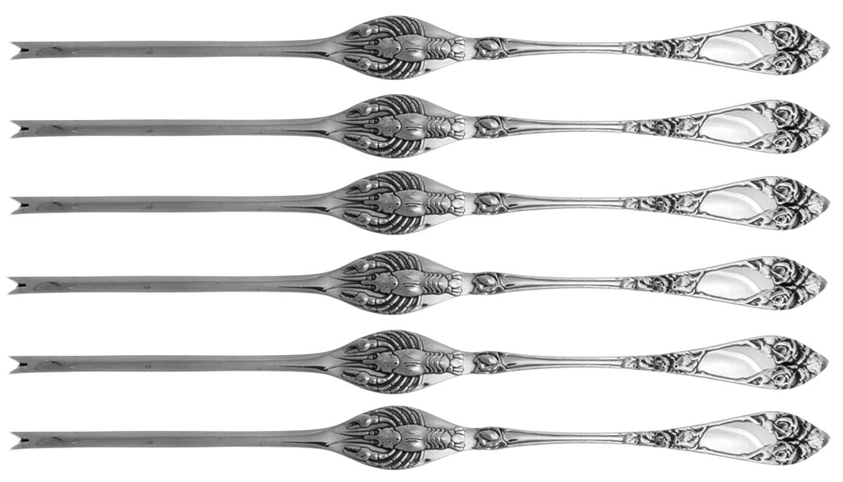 Embossed Rose (Sterling) (Set of 6) Lobster Picks by T H Marthinsen Silver-1