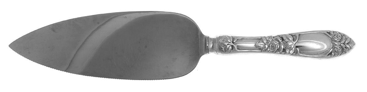 Embossed Rose (Sterling) Pie Server with Stainless Blade by T H Marthinsen Silver-1