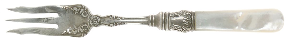 Pearl Handle 6 (Sterling) Short Pearl Handle Pickle Olive Fork by Meriden Cutlery Co-1