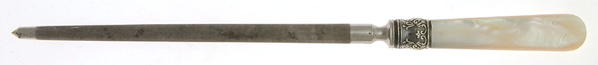 Pearl Handle 6 (Sterling) Large Roast Steel Rod Knife Sharpener by Meriden Cutlery Co-1