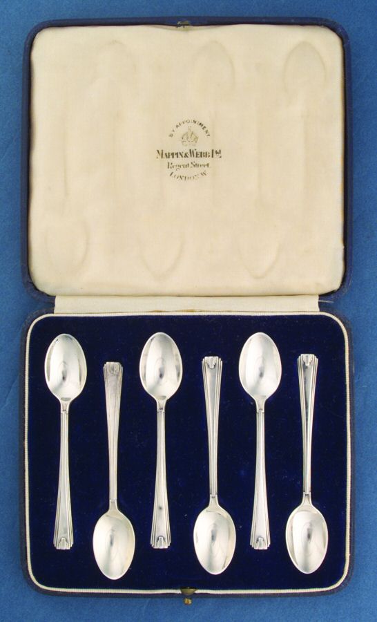 MWE23 (Sterling) (Set of 6) Demitasse Spoon with Case by Mappin & Webb-1