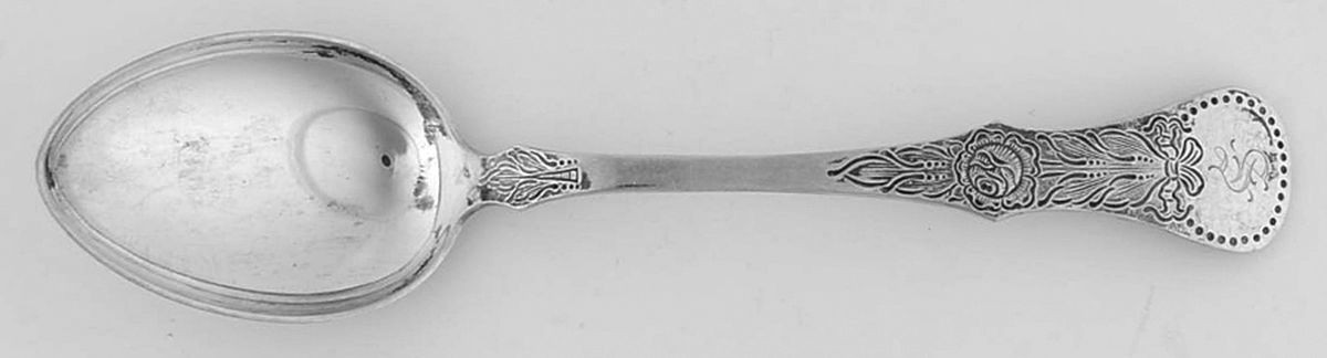 Flat Rose (Sterling) Monogram Place/Oval Soup Spoon by Magnus Aase (Norway)-1