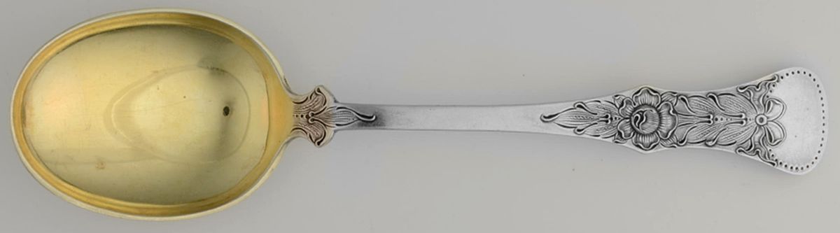 Flat Rose (Sterling) Small Solid Berry/Casserole Spoon by Magnus Aase (Norway)-1
