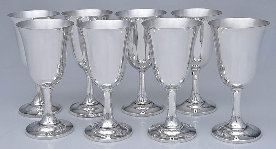 63 (Sterling, Hollowware) (Set of 8) Water Goblet by Maier & Berkele-1