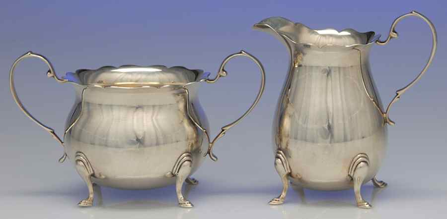 150X (Sterling, Hollowware) Mini Sterling Creamer and Open Sugar by Michael C Fina-1