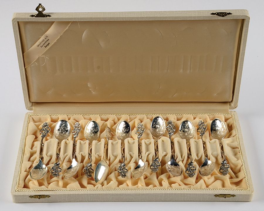 408 (Sterling) (Set of 12) Demitasse Spoon with Case by T H Marthinsen Silver-1