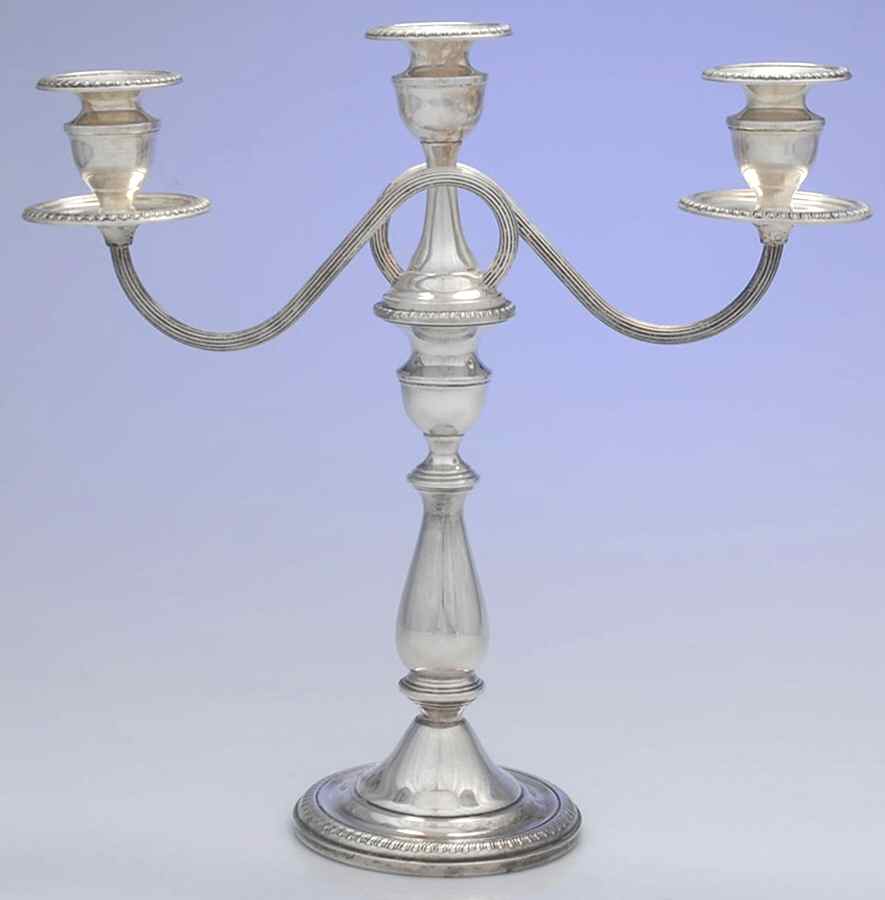 263 (Sterling, Hollowware) Weighted 3 Light Candelabra by Mueck-Cary-1