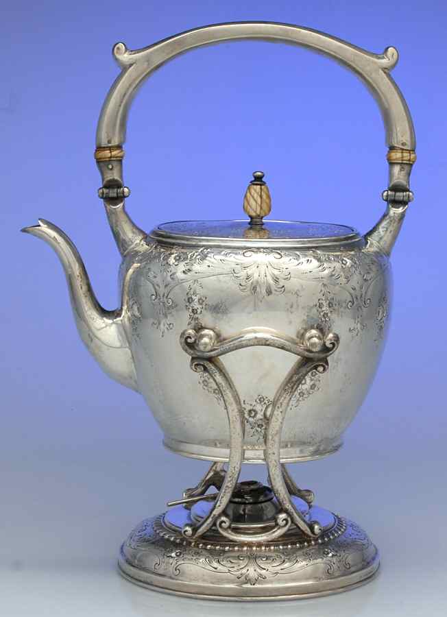 J22 (Sterling, Hollowware) Kettle, Stand & Burner by Mount Vernon-1