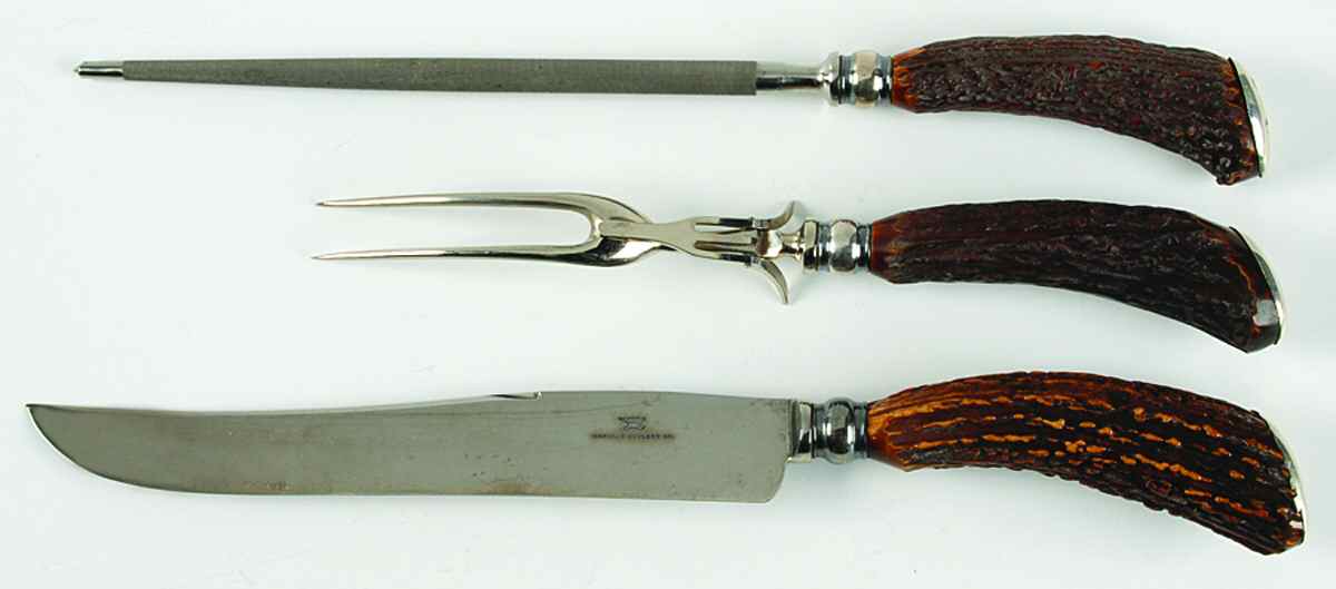 MCU8 (Sterling) Large 3-Piece Roast Carving Set w/ Stainless Blade by Meriden Cutlery Co-1