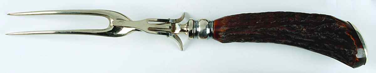 MCU8 (Sterling) Large Stainless-Prong Roast Carving Fork by Meriden Cutlery Co-1