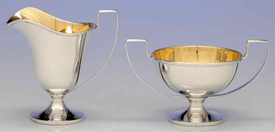 959 (Sterling, Hollowware) Mini Sterling Creamer and Open Sugar by Manchester-1