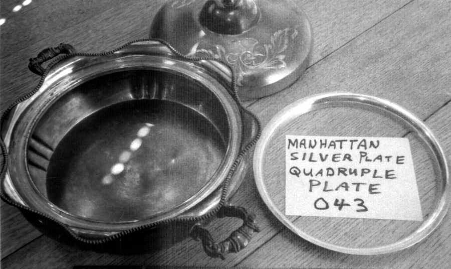 043 (Silverplate, Hollowware) Plated Round Covered Casserole with Glass by Manhattan Silverplate-1
