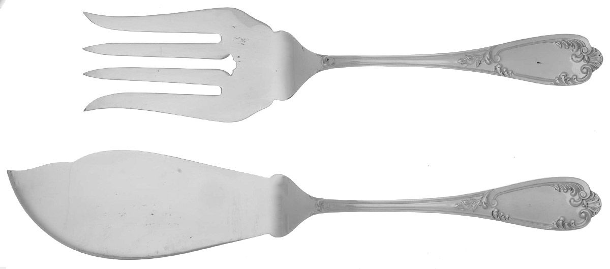 Louis XV (Sterling) 2 Piece Large Solid Fish Serving Set by Michael C Fina-1