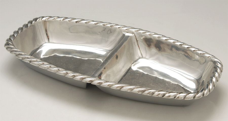 Swizzle (Aluminum, Hollowware) 14" 2 Part Oblong Server by Mariposa-1