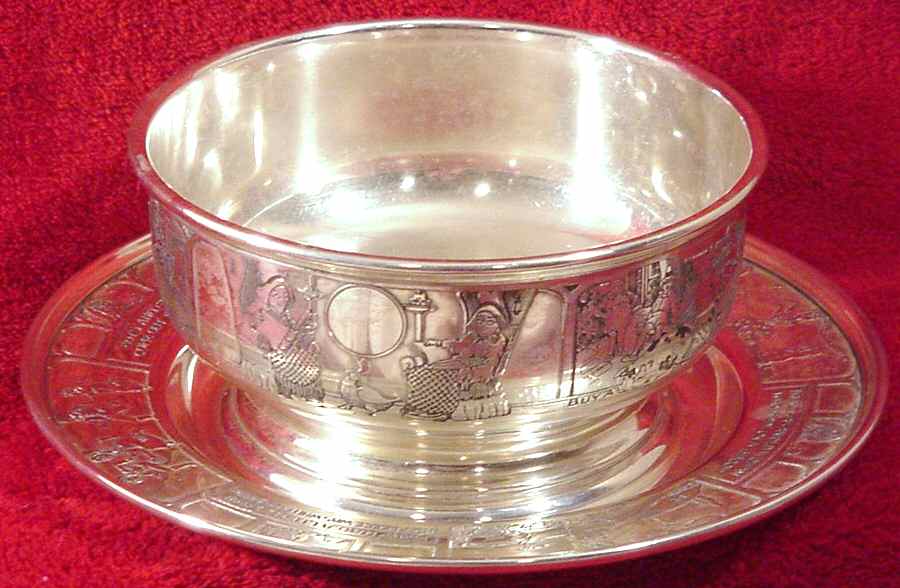 W8-24 (Sterling, Hollowware) 2 Piece Sterling Child Set (Bowl and Plate) by The Mcchesney Co.-1