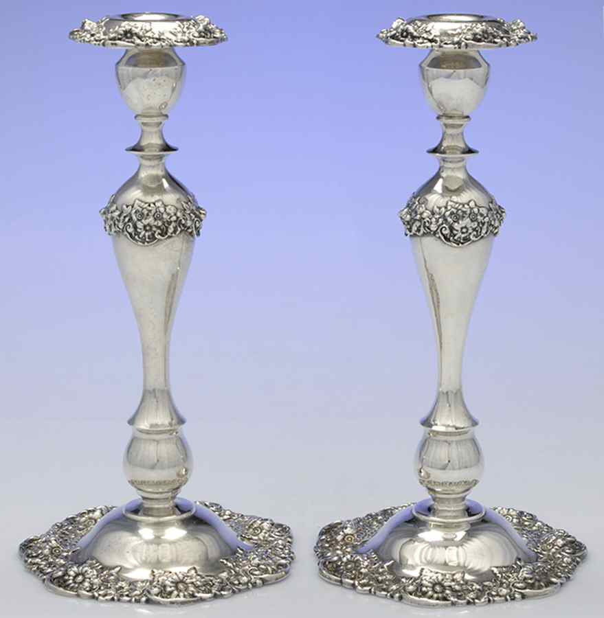 5684 (Sterling, Hollowware) Pair of 11" Candlesticks by Mauser-1