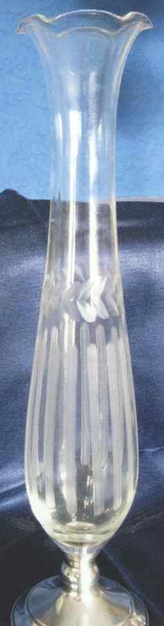74 (Sterling, Hollowware) Crystal Vase with Sterling Base by Mueck-Cary-1