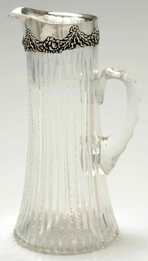 725 (Sterling, Hollowware) 24 Oz Glass Pitcher with Sterling Trim by Mauser-1