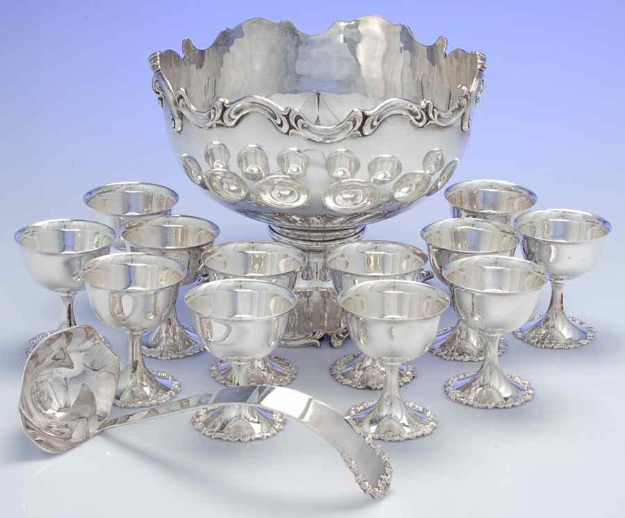 MIA4 (Silverplate, Hollowware) Punch Set (Bowl, Ladle and 12 Cups) by Miyata-1