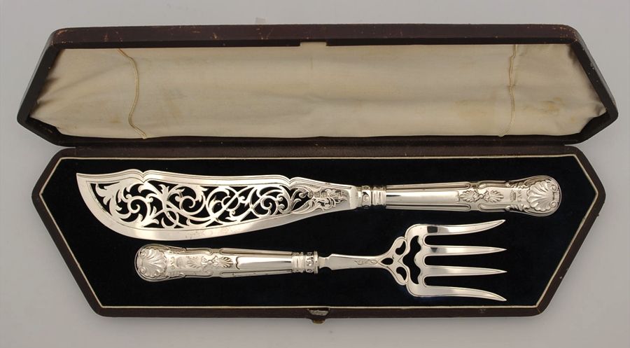 MH2 (Sterling) (2 Pc) Sterling Hollow Handle Fish Serving Set by Martin, Hall & Co.-1