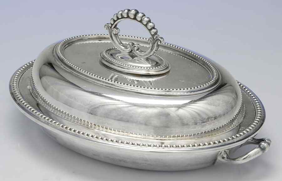 B2475 (Silverplate, Hollowware) 10" Oval Double Vegetable by Mappin & Webb-1