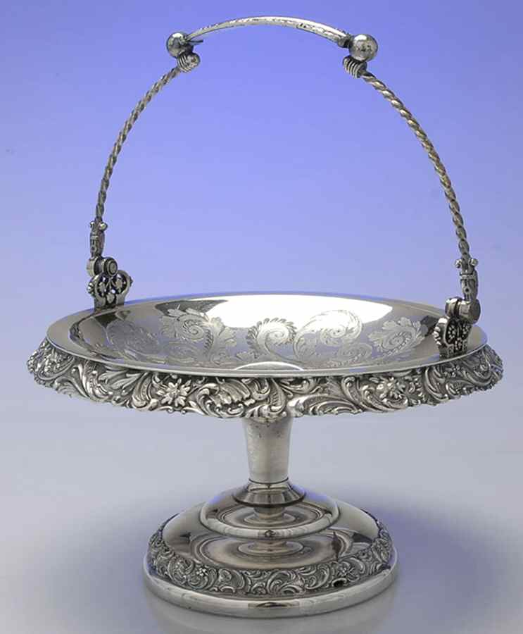 1968 (Silverplate, Hollowware) Footed Handled Cake Basket by Meriden Britannia -1