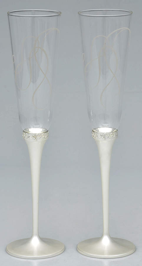 Love Story (Silverplate, Hollowware) Glass & Silver Champagne Flute (Set 2 by Mikasa-1