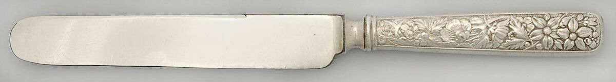 Embossed (Silverplate, 1882) Old French Hollow Knife with Bolster by International Silver-1
