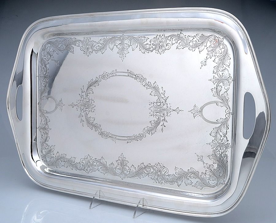 St James (Sterling, Hollowware) Large Waiter Tray by M Fred Hirsch-1