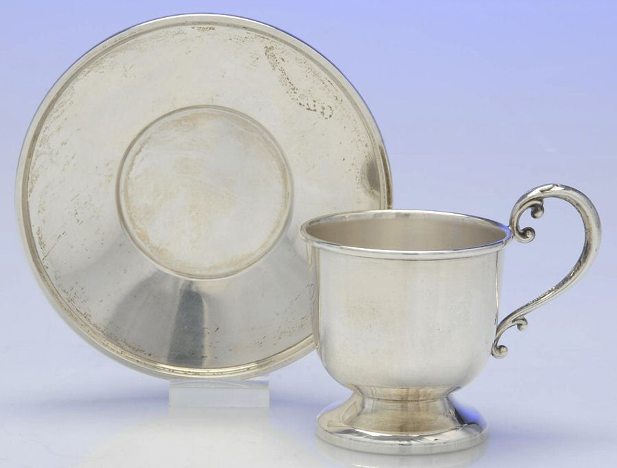 125 (Sterling, Hollowware) Demitasse Cup and Saucer, No Liner by M Fred Hirsch-1